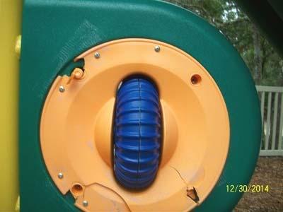replacing a vandalized spinner on the playground at Sanchez Park.