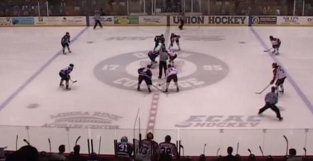Figure 6: A face-off starts play at the beginning of a period and resumes play after any stoppage.