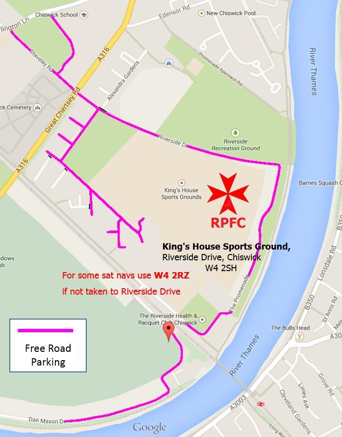 Location King's House Sports Ground, Riverside Drive, Chiswick, London W4 2SH Note for many sat navs the postcode to use is W4 2RZ historical reasons.