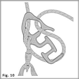 JUMBO FRICTION MODE JUMBO MODE can be used with single ropes 8mm to 11mm in diameter. Set the SQWUREL to SIMPLE MODE (Fig. 8 and Fig. 9). The bight must always be clipped into the carabiner.