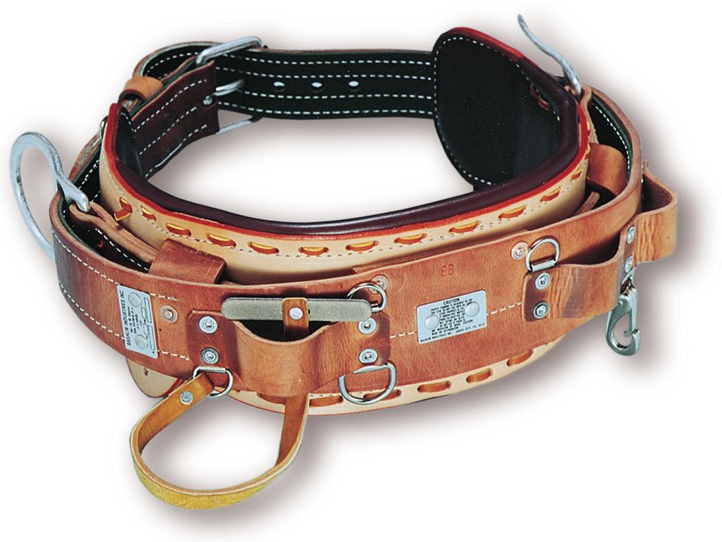 leather cushion section Tongue and buckle is 6-ply nylon Tool loops are leather No. PS160NDXX Ship Wt: 6.00 lb (2.