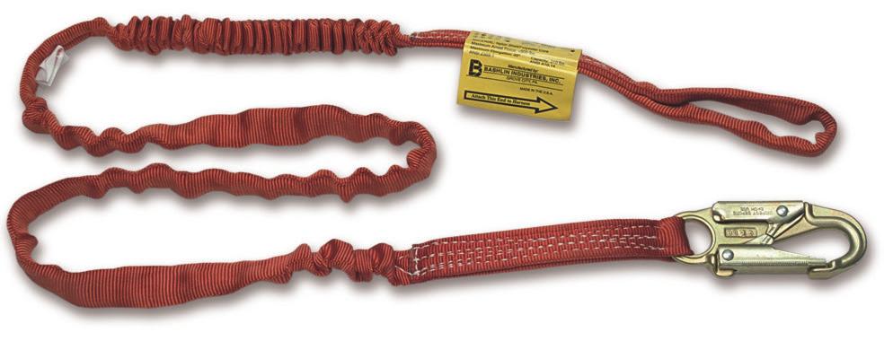 Fall Arrest Lanyard Bashlin shock-absorbing 2000 Series lanyards are recommended for most fall arrest applications Include an integral polyester core that absorbs forces as it expands 1" tubular