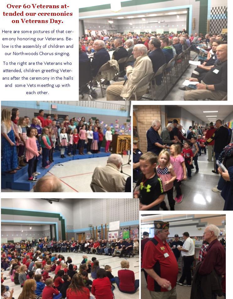DAY PROGRAM What a wonderful program we had on Friday, November 11. Over 60 Veterans came to our school and we were honored to have them here.