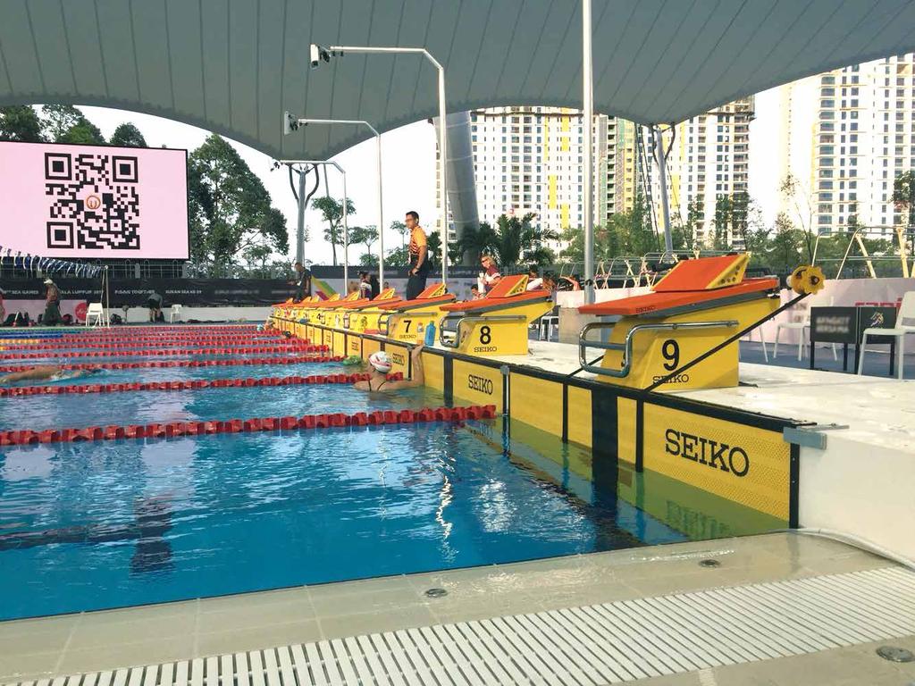 Starting block without relay error sensor, SB-420 is also available. Built-in speaker, back stroke ladge are available as options.