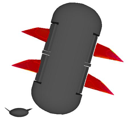 vehicle, as shown in Fig. 49. In this case, the kinematics for the front and rear fins can be swapped to enable a quick reverse thrust on the vehicle.