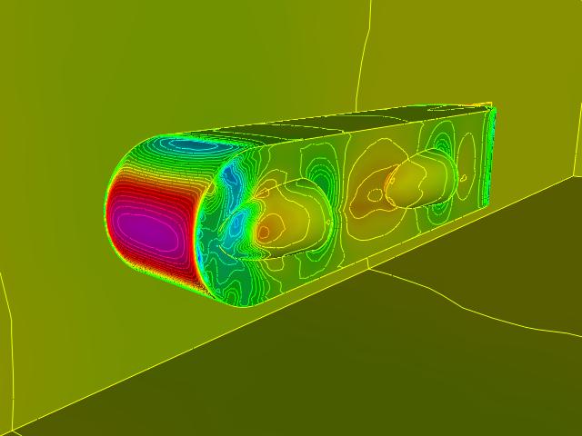Development of a 4-fin Bio-Inspired UUV: CFD studies 3 5.5" wide. The leading and trailing edge sections are semi-circular sections. The pressure distribution on this configuration is shown in Fig.