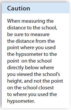 2. Work with a partner to use the hypsometer to measure the height of your school.