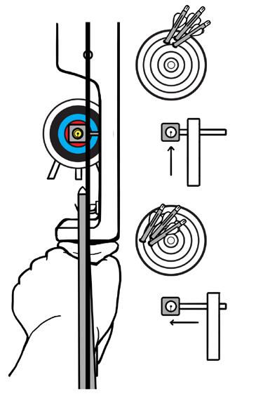 On the shooting line The bow you will be using is fitted with a sight and because of this, you must ignore where the arrow is pointing and only look at the sight when aiming.