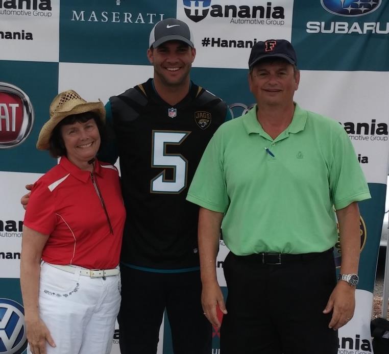 Jaguar Fans and Moose Promenaders Charlotte and Jim Maroldo had their picture taken recently with Jaguar quarterback and future Hall of