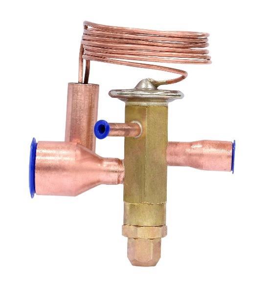 control over wide load and evaporating temperature ranges. Key features: Hermetic valve with brazing connections Compact size design Compatible with R410A / R407C / R22 Maximum working pressure: 46.