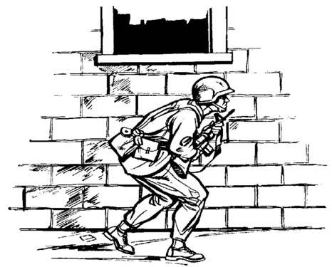 a. When using the correct technique for passing a first-floor window, the soldier stays below the window level and near the side of the building (Figure 3-3).
