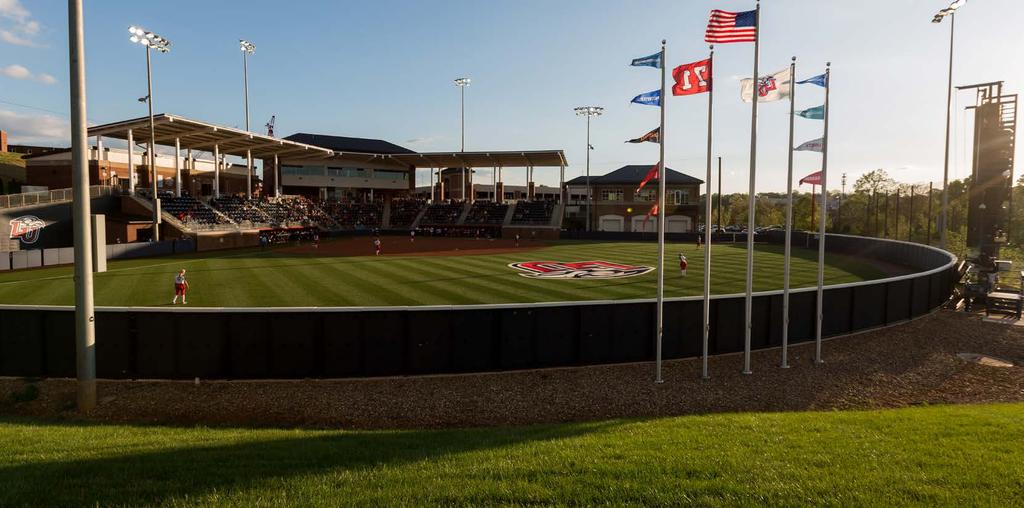 Kamphuis Field at Liberty Softball Stadium Quick Facts Capacity: 1,000 chairback seats Dimensions: 220 (CF), 200 (RF), 200 (LF) Surface: Artificial turf outfield, synthetic dirt infield Amenities: -