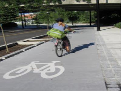 SEPARATED BICYCLE LANES Provides vertical separation to prevent vehicle encroachment, improve safety, and deter double-parking Minimum width between any vertical separation and the curb is 7 feet