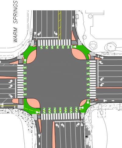 Where automobile right-turn volumes are heavy, protected intersections may need to be supplemented with bicycle signals and protected rightturns for autos.