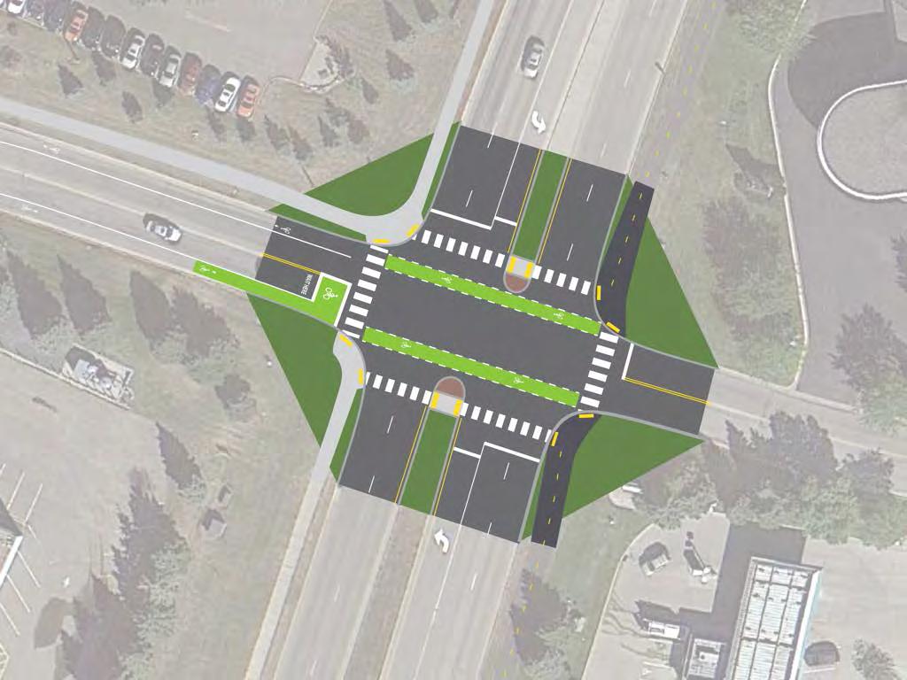 colored lanes and a bike box at the intersection. Road A Road B Existing condition.