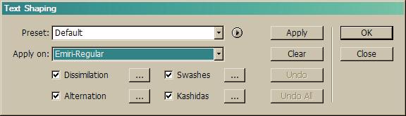 Some of the presets listed by the TextShaper s top menu. The three methods listed by the Dissimilation menu.