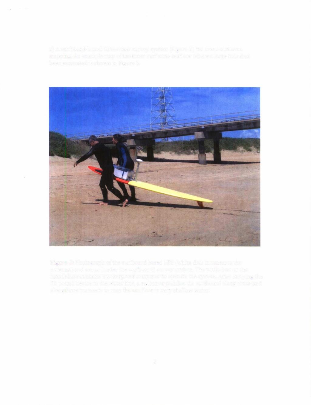 2) A surfboard-based GPS+sonar survey system (Figure 2) for inner surf zone mapping.