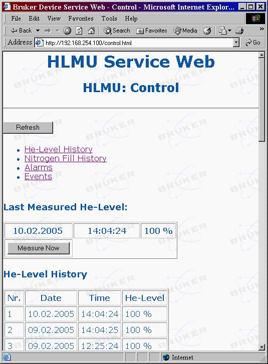 Operating Instructions for Web Interface Measure Helium Level 6.3 