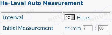 HLMU Unit Setup Helium Level Auto Measurement 6.5.3 You can set the automatic helium level measurement interval and the initial time of the measurement in this frame.