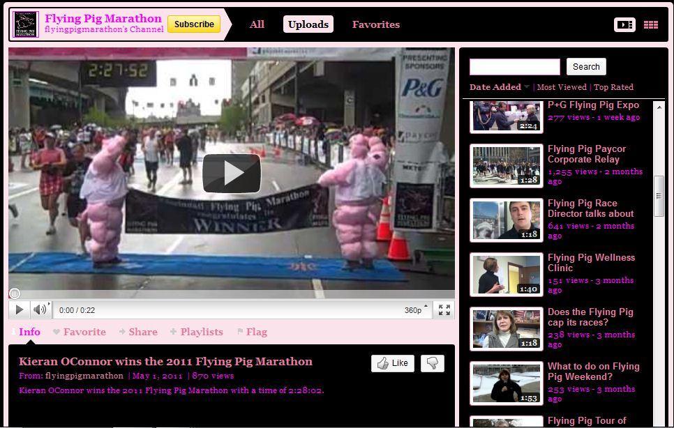 Youtube A Youtube channel was created (flyingpigmarathon) to share videos throughout the year.