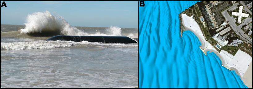 The left panel photo was taken on 12/09/2003 and the right panel on 12/17/2003 (note the condominium fence). Both days represented favorable wave size and peel angle for surfing.