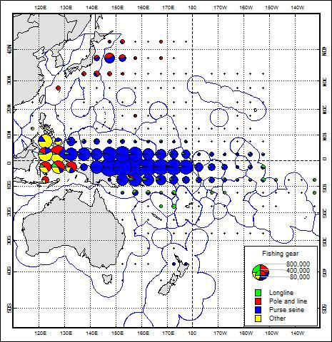 Distribution of tuna catch across