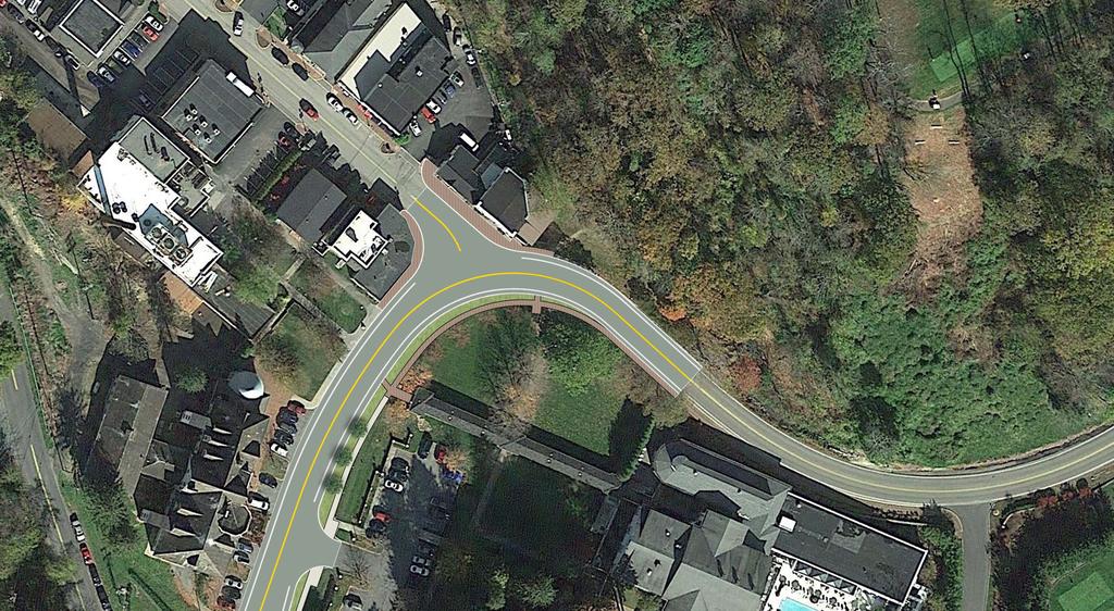 Improvement Alternative #2 - Intersection Gateway Treatment RT 615 - MAIN ST - remove existing left turn lane by shifting the northbound US 220 through lane to the northwest (left turn lane is not
