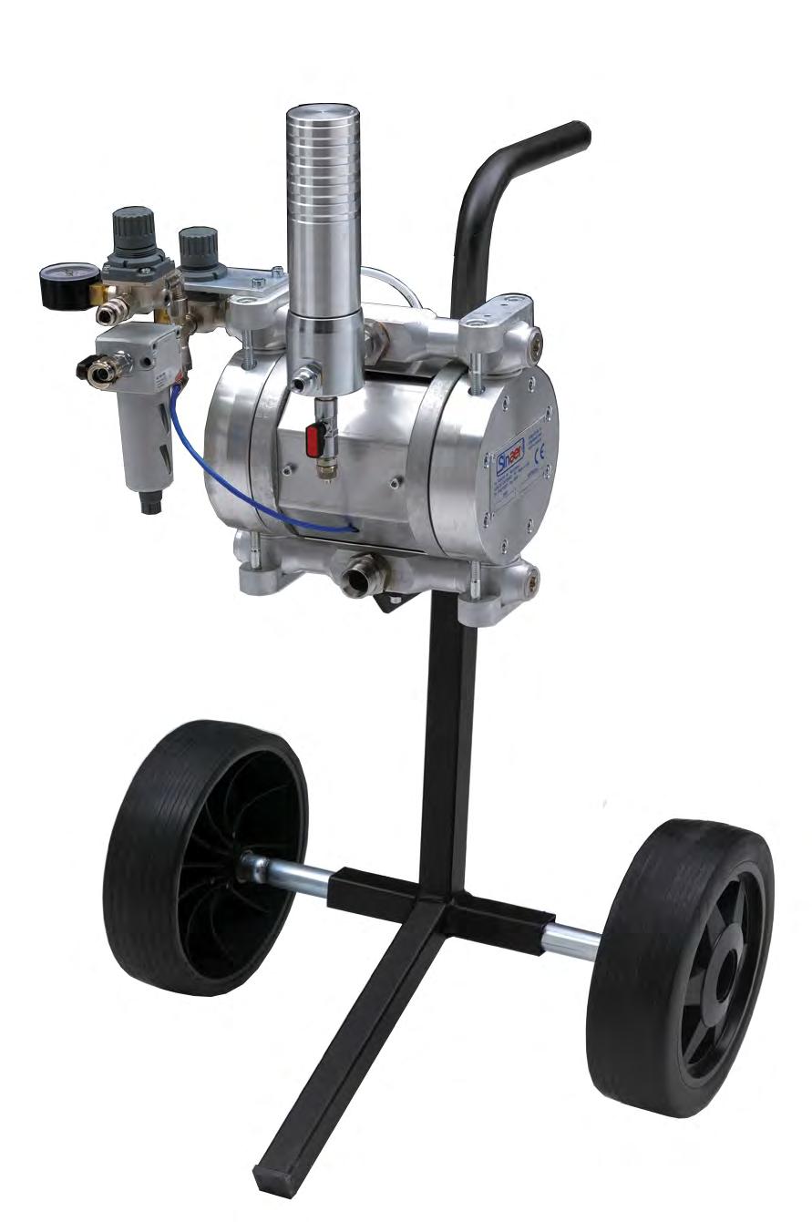 DM 2000 S Double diaphragm air-powered sprayer for low pressure TECHNICAL FEATURES: Flow rate: 25 lt./min. Max.