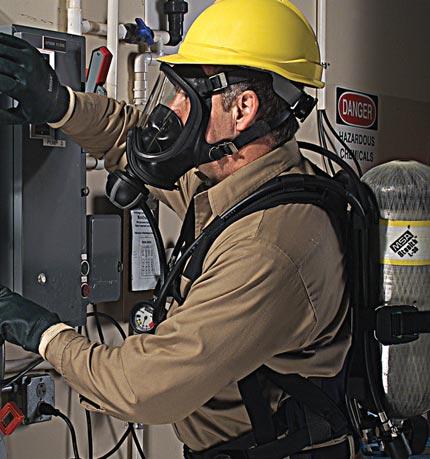 Airhawk MMR Air Mask PremAire Respirator System Respirator Fit Testing Should contaminant concentrations exceed exposure limits recommended by the American Conference of Governmental Industrial