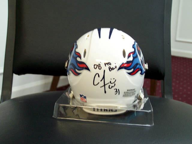Berry signed two of these specifically for the Bob Parks Christmas for Children Auctions and this is the second piece. Item #BP10-04 Cortland Finnegan Authentic Mini-Helmet inscribed 08 Pro Bowl.