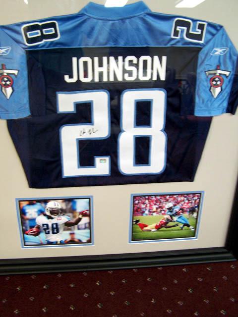 Item #BP10-19 Chris Johnson This Titans jersey is autographed by 2009 NFL Offensive Player of the Year, Chris Johnson.