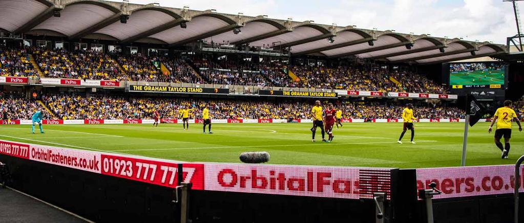 CROWD FACING LED BOARD WATFORD ARE ONE OF ONLY A HANDFUL OF CLUBS IN EUROPE TO FEATURE THE CROWD FACING