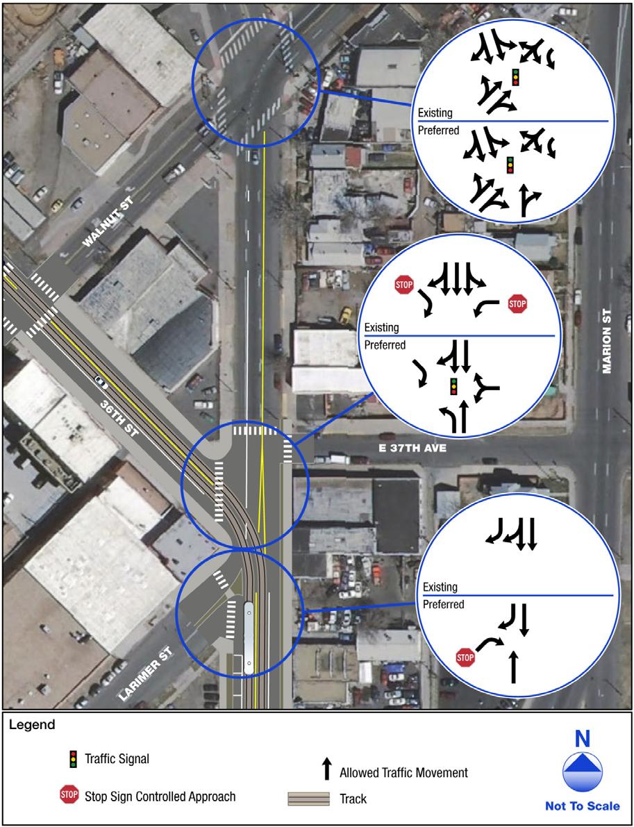 Transportation Systems Figure 4-6 Preferred Alternative Traffic Control and Roadway Configuration Sheet 5 of 6 Note: Analysis of the Central Corridor Extension assumed Larimer Street would be