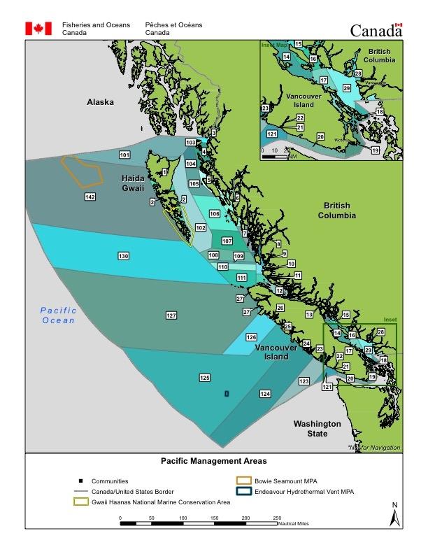 Figure 2 Pacific fishery management statistical areas covered in this report. Not shown are the Taku and Stikine Transboundary rivers, which flow from British Columbia into Southeast Alaska.