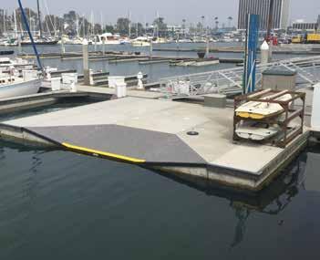 Specially designed concrete floating dock at Anchorage 47 in Marina Del Rey, California. Marina Dock Age, March 2016).
