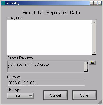 Besides being able to export the information, a selection from the displayed in the database information screen (see Figure 2), the information for a particular date and time can be accessed by