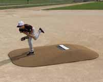 With a longer landing area in front of the rubber, bigger kids will not reach the end of the mound with a long stride - about 78 from front of rubber to edge of mound.