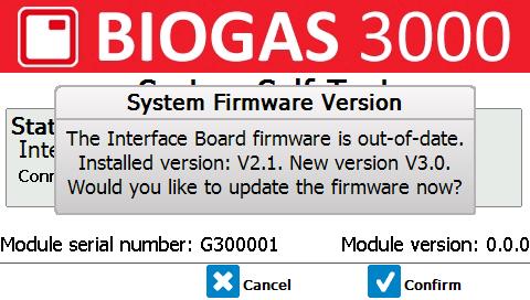Interface Board Firmware Update Page 69 of 156 Before a self-test commences, the module will check that the firmware version of the Interface Board is to the latest revision.