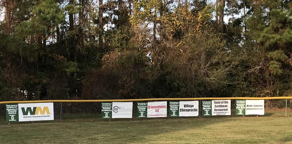 Our Triple-Play team sponsorship affords the same 3 x 8 full-color banner