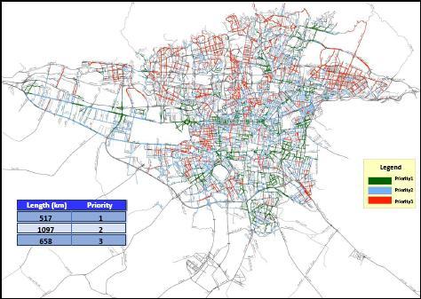 Figure4. The result of the combination of all layers and the final prioritization of roads.