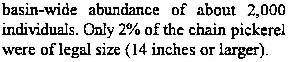 Relative abundance of the six most abundant fishspecies (Centrarchidae) had the in the Chester River basin (quantitative samples only),1995. greatest number of fi,sh Six species accounted for 750/.