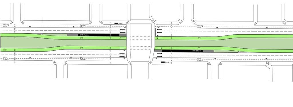 Figure 27: Typical Before and After Rendering for Concept 2 with BRT Lanes Before After Concept 2 Center Running Dedicated BRT Lanes South of Gage Avenue Figure 28 shows a typical configuration for a
