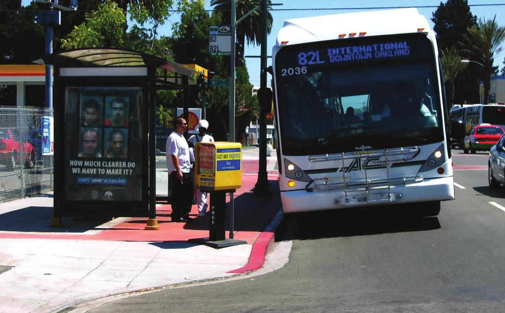 If bus stops are placed away from the bus line of travel, passengers are forced to step into the street to board the bus.
