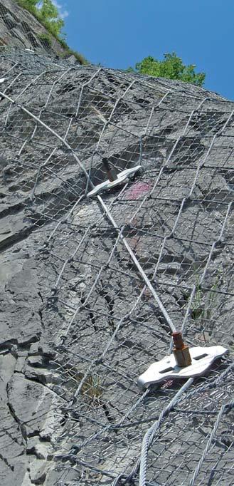 Depending on the composition of the rock formation, a finer-meshed secondary netting can be in - stalled underneath the SPIDER spiral rope net. rockfall protection installations.