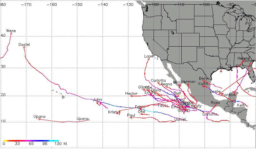 TC tracks expand westward during El Niño years, and retreat eastward during La Niña.
