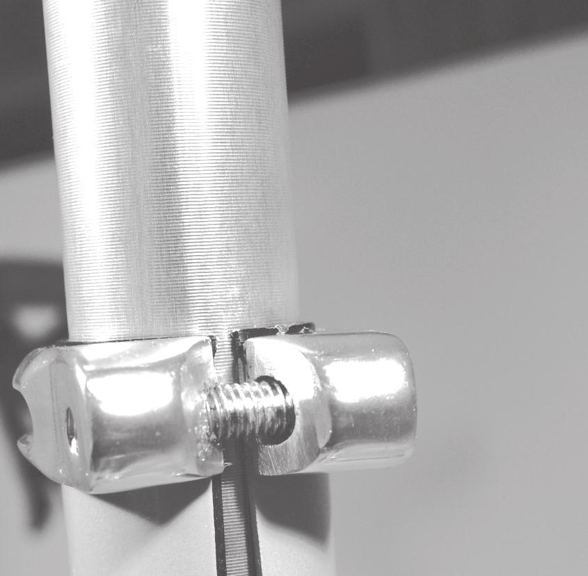 Tighten Seat Post Whenever you install the seat post, make certain the seat post shim (the split aluminum sleeve inside the seat mast) has its slot aligned with the slot in the