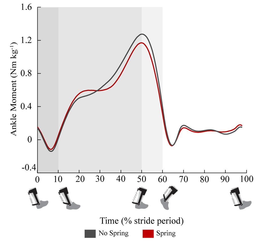 Figure 3.2: Average ankle dynamics verification. Ankle kinematics remain similar through early stance and begin to shift to a more plantarflexed position during mid stance (Fig 3.3).