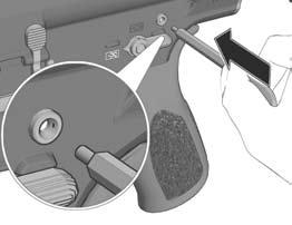 Point the muzzle in a safe direction with the finger off the trigger and outside the trigger guard. b.
