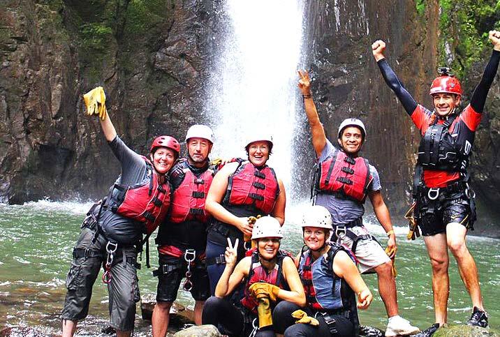 There, you will meet your guides and get suited up with your adventure gear and then head out on your adventure. The tour starts off with a rappel along the edge of a thundering 140-ft waterfall.