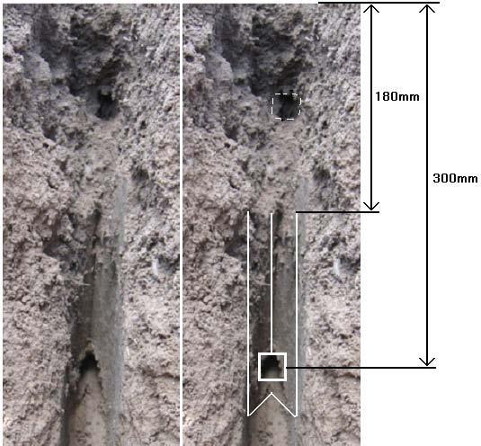 This reveals that if the water content is near the plastic limit, (WC=17.8%), a channel could be formed while the tip was moving through the disturbed soil.